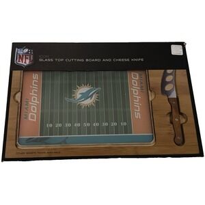 Charcuterie Board & Cheese Knife NFL Miami Dolphins logo Digital &  Natural Wood